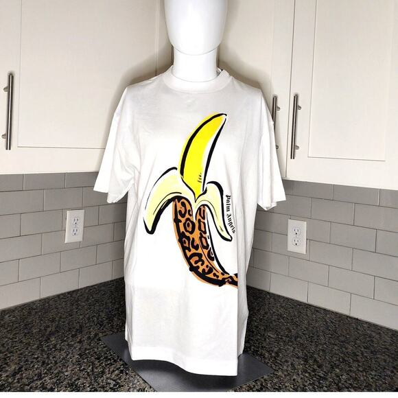 NWT PALM ANGELS Leopard Banana Classic Tee in White Size L - Picture 13 of 13